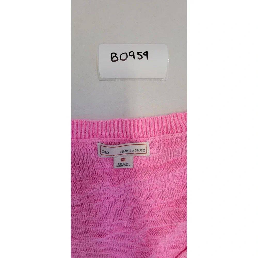 Gap Pink V Neck Long Sleeve‎ Sweater Lightweight Pocket XS Cotton Blend